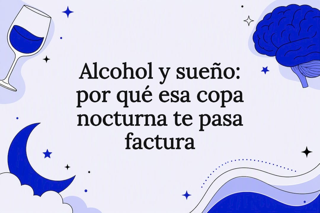 Ilustración decorativa para título que representa los efectos del alcohol en el sueño