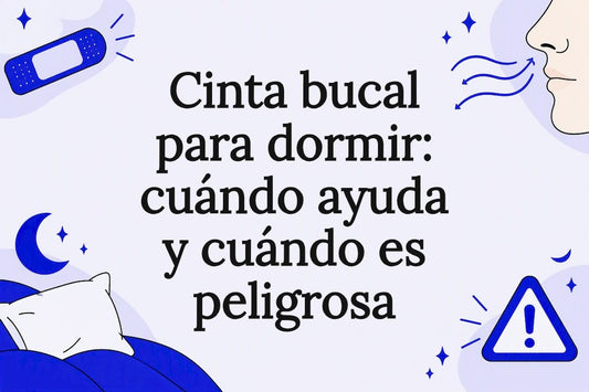 Ilustración sobre el uso de cinta adhesiva en la boca y sus riesgos durante la noche